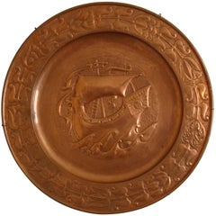 Antique Arts & Crafts Copper Charger Keswick School of Industrial Arts