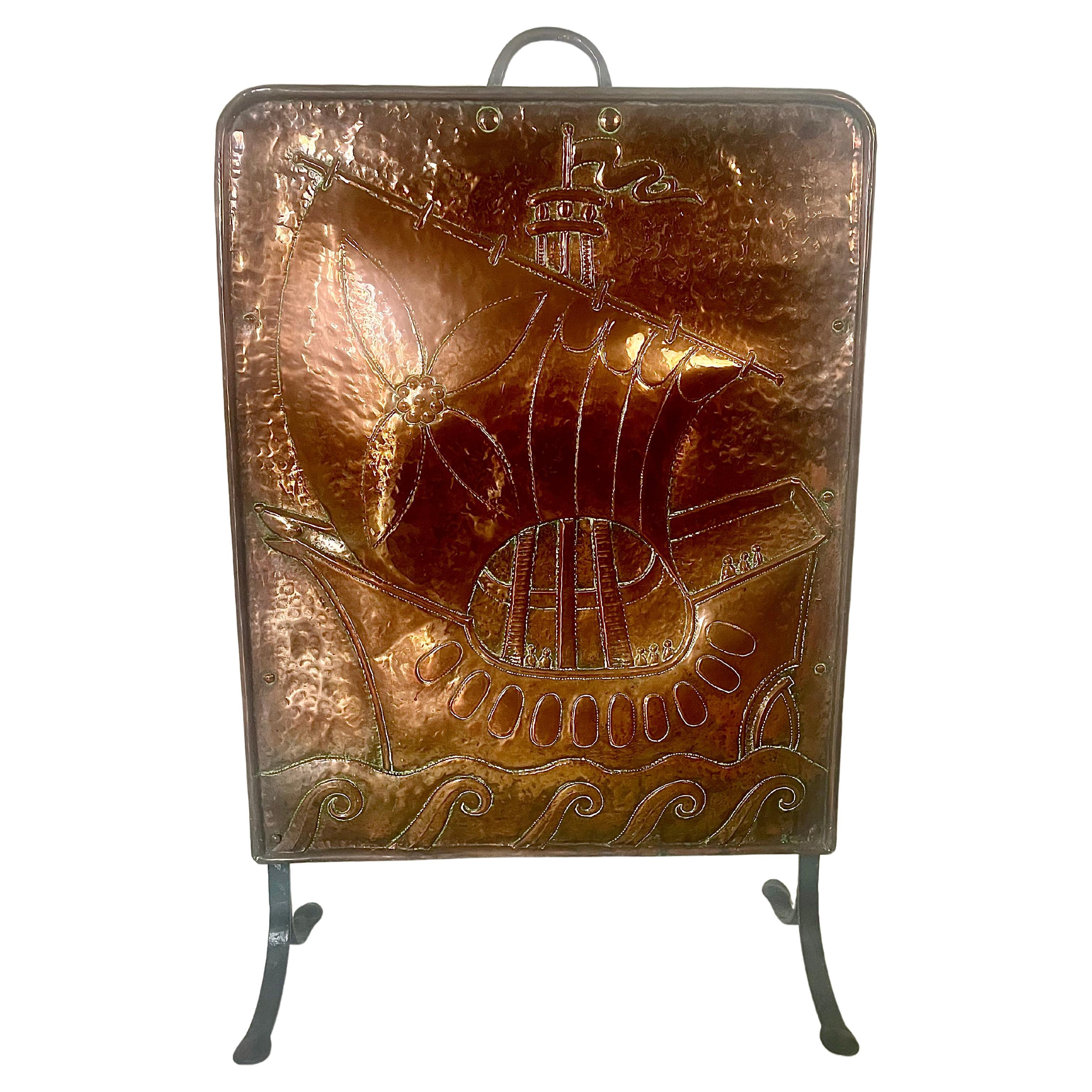 Arts & Crafts Copper Fire Screen by John Pearson