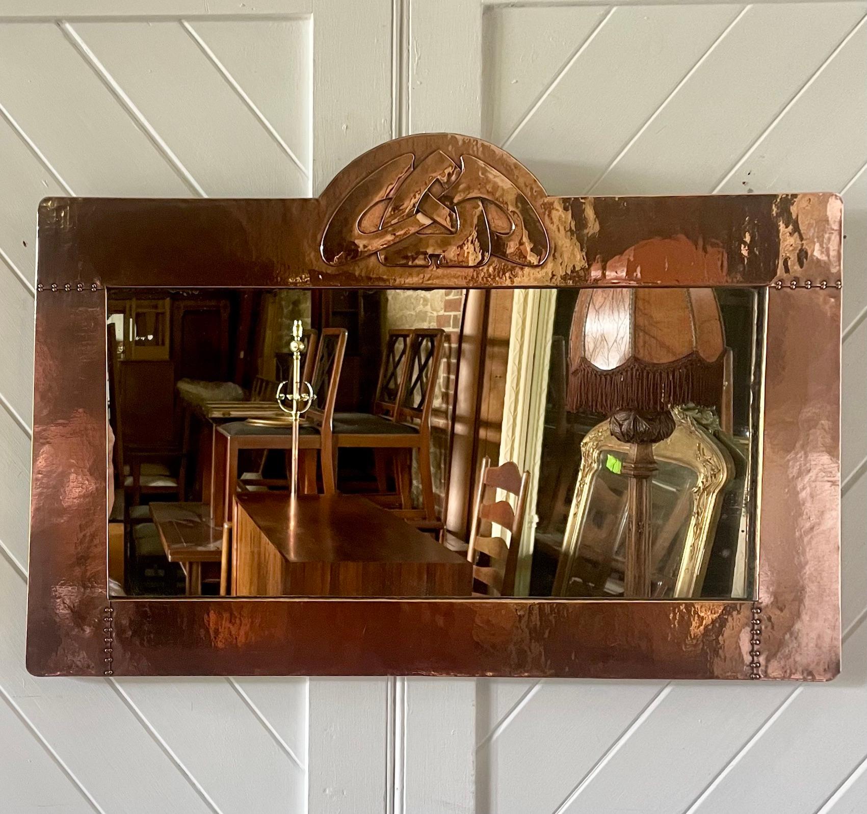 Arts & Crafts Copper Framed Mirror by Archibald Knox for Liberty & Co In Good Condition In Petworth, GB