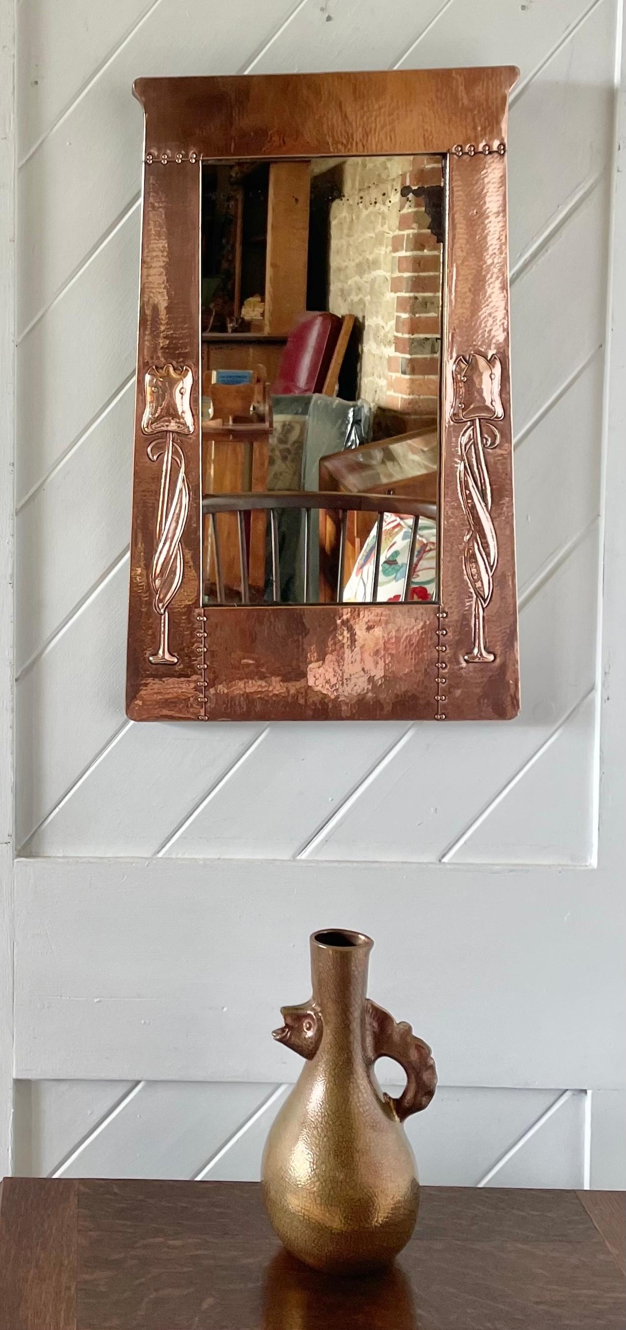 Arts and Crafts Arts & Crafts Copper Framed Mirror By Liberty & Co
