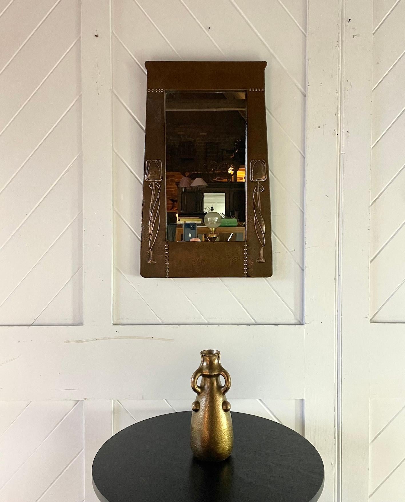Arts & Crafts Copper Framed Mirror By Liberty & Co In Good Condition In Petworth, GB