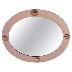 Arts & Crafts Copper Oval Mirror attr to Liberty & Co