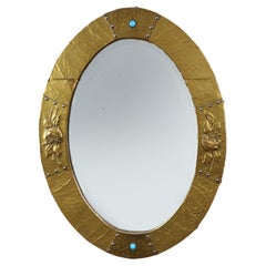 Arts & Crafts Copper Oval Mirror, France ca. 1905