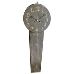 Arts & Crafts Copper Station Clock of Elongated Form with Brass Roman Numerals