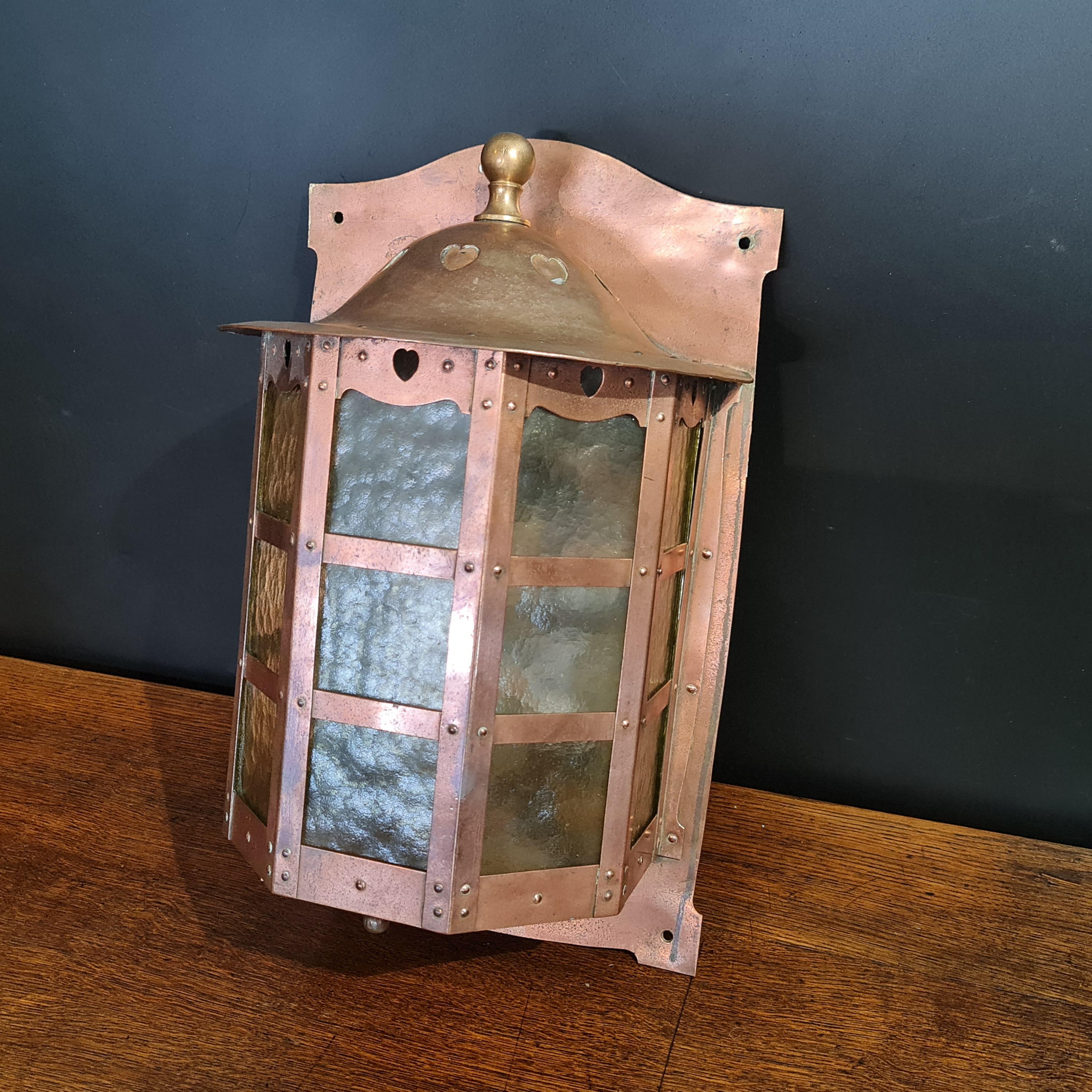 Arts and Crafts Arts & Crafts Copper Wall Light Lantern by Birmingham Guild of Handicrafts For Sale
