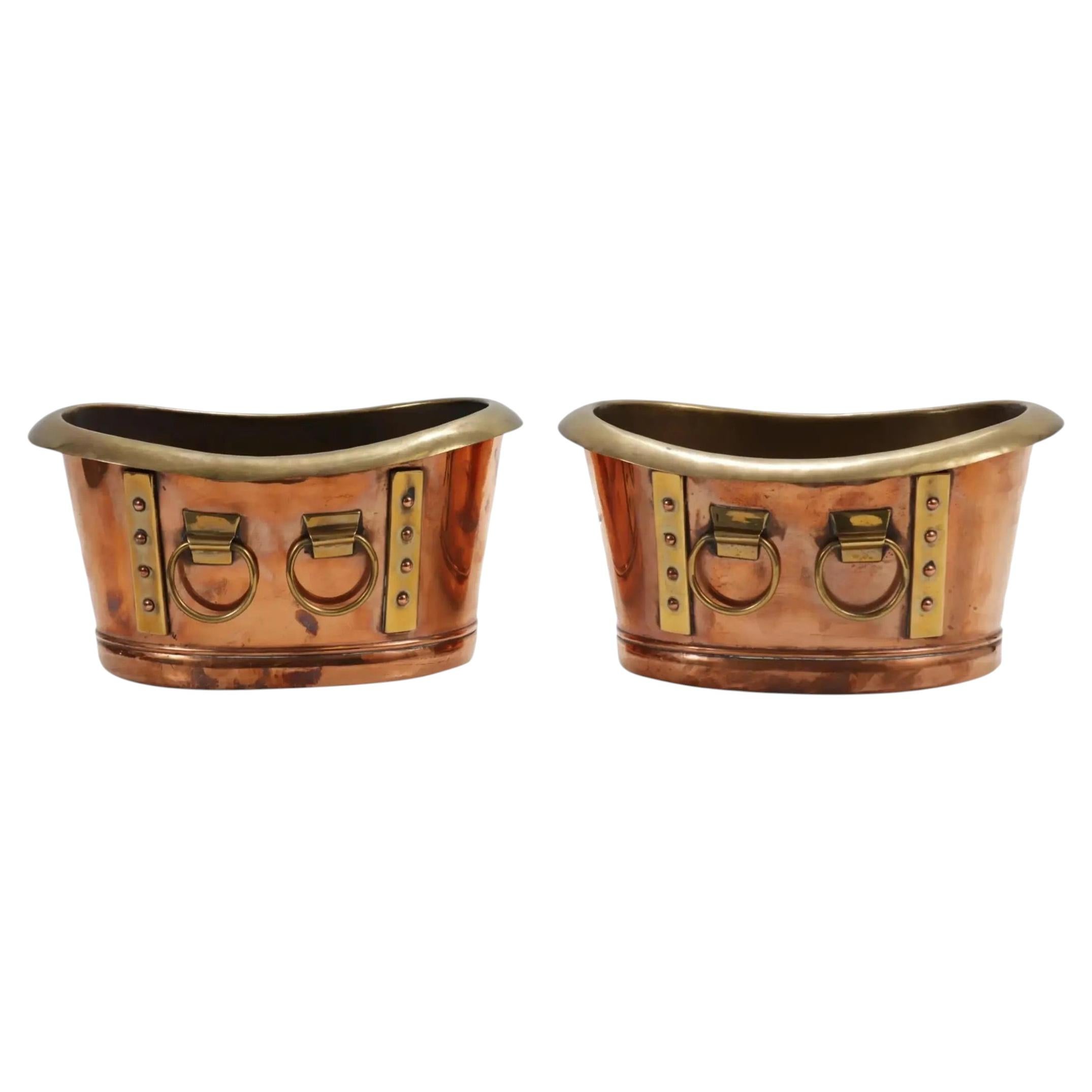 Arts & Crafts Copper Wine Bottle Coolers Cachepot Jardinieres by Liberty & Co. For Sale