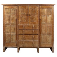 Arts & Crafts Cotswold School 3 Sectional Walnut Wardrobe