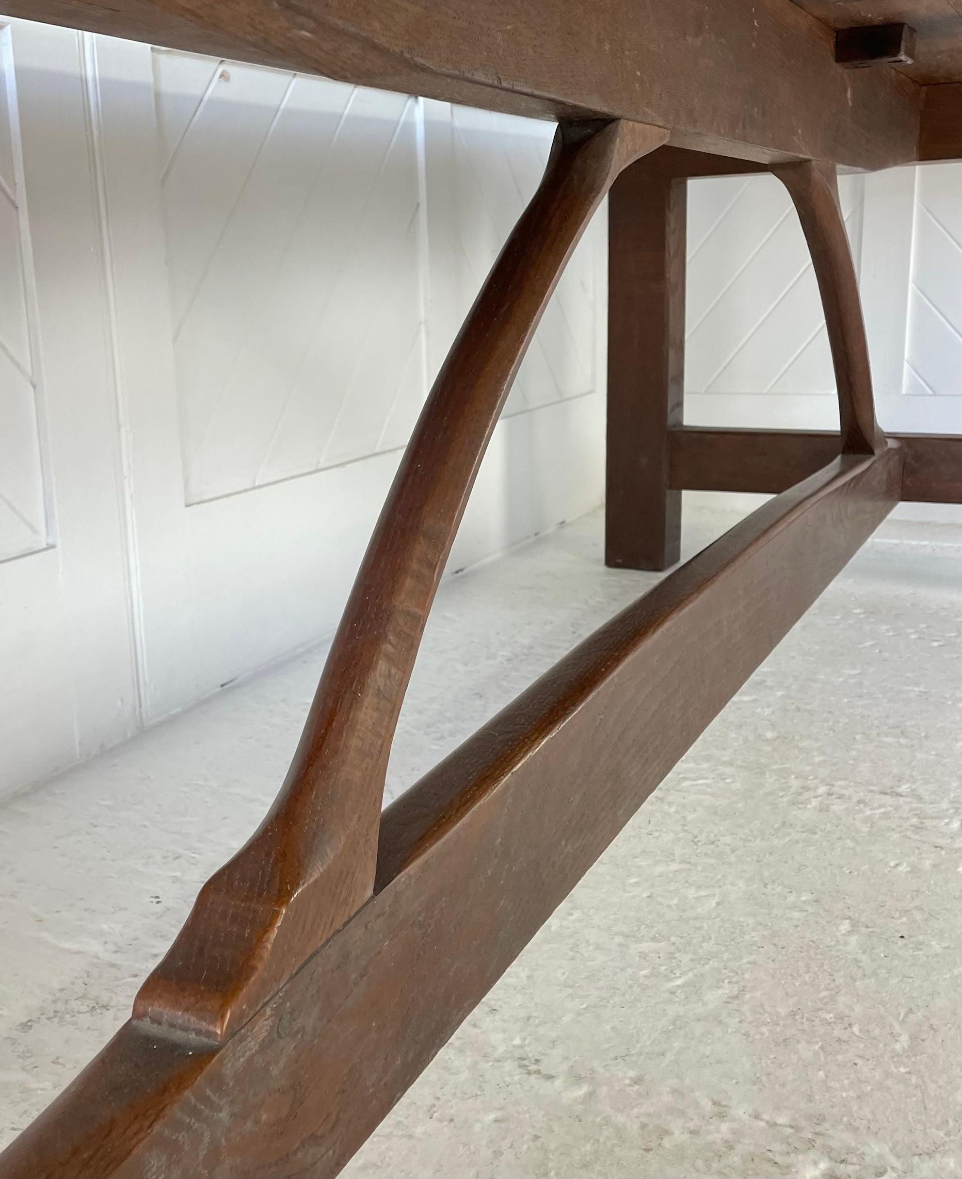 Late 19th Century Arts & Crafts Important Cotswold School Oak Refectory Table For Sale