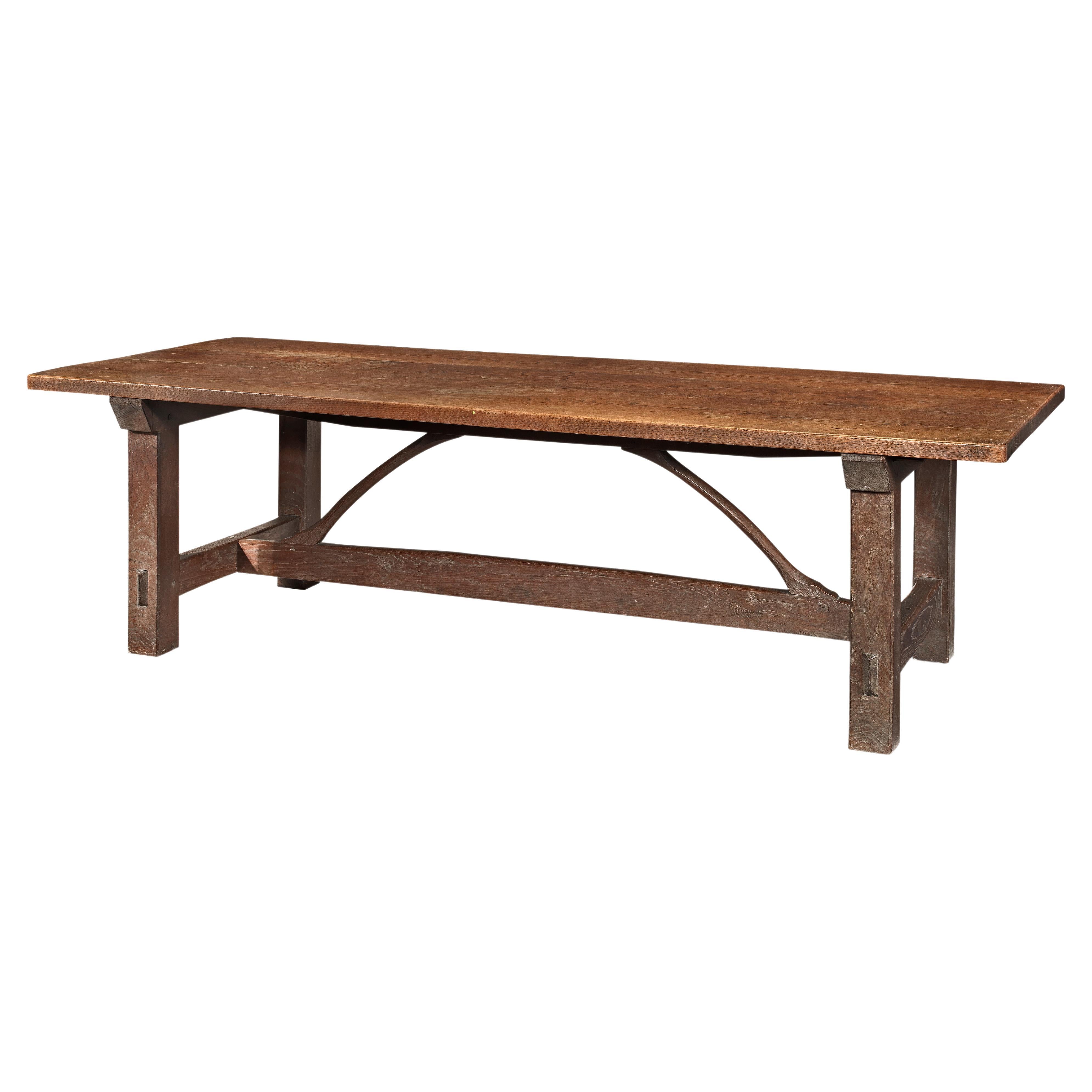Arts & Crafts Important Cotswold School Oak Refectory Table For Sale
