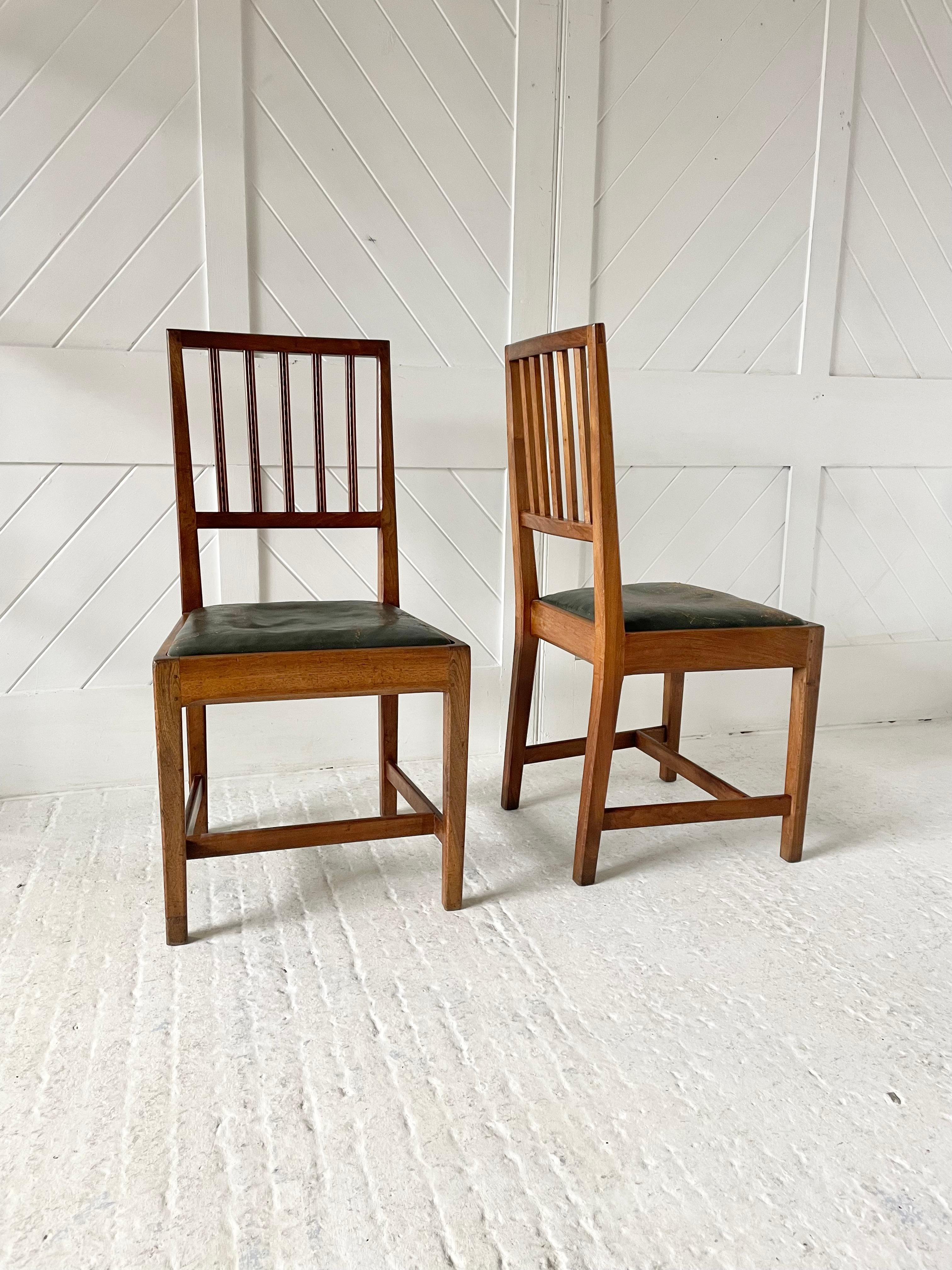 Arts & Crafts Cotswold School Pair of Walnut Chairs Attributed To Edward Barnsle In Good Condition For Sale In Petworth, GB