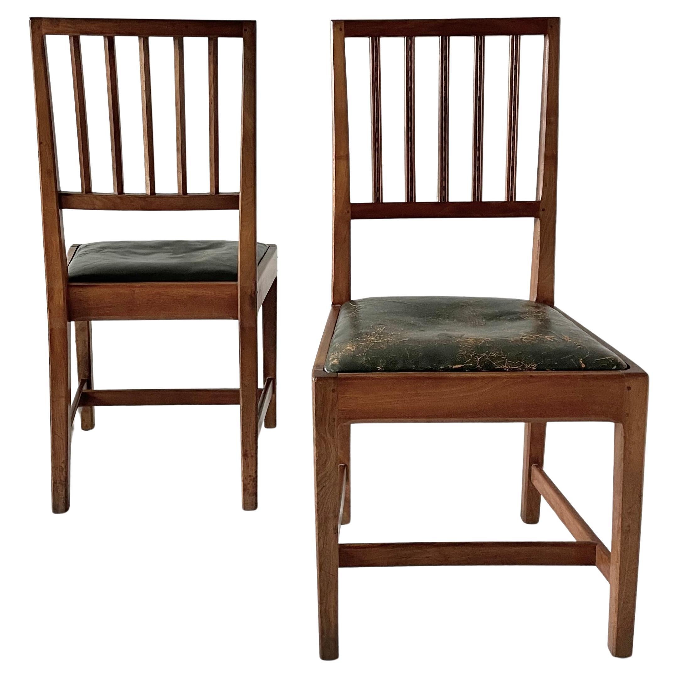 Arts & Crafts Cotswold School Pair of Walnut Chairs Attributed To Edward Barnsle