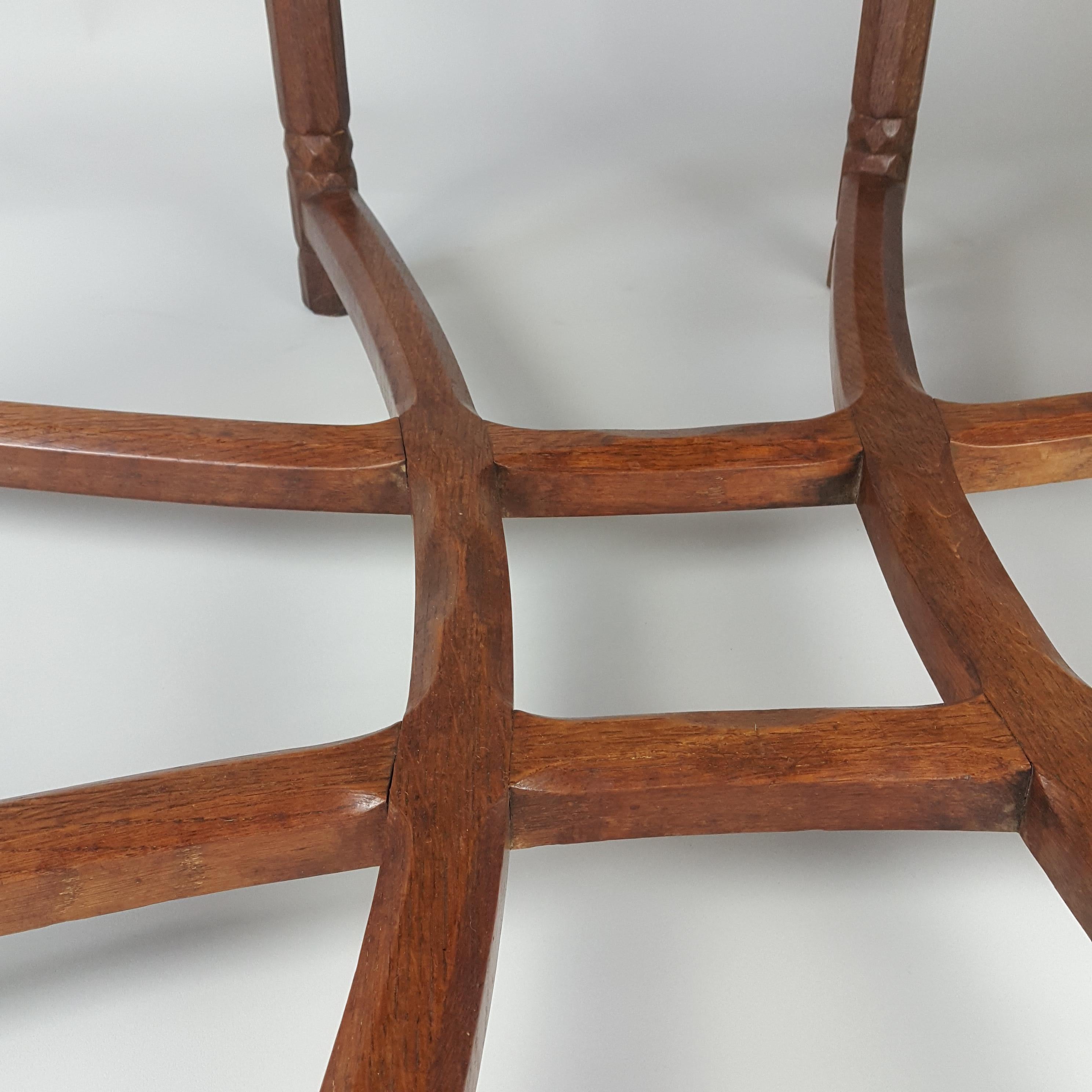 Stylish original Arts & Crafts Cotswolds School centre table after a design by Ernest Gimson circa 1925. Although the table follows closely a design by Ernest Gimson with it's intricate stretcher arrangement it is in fact by Frances Dagley. For a