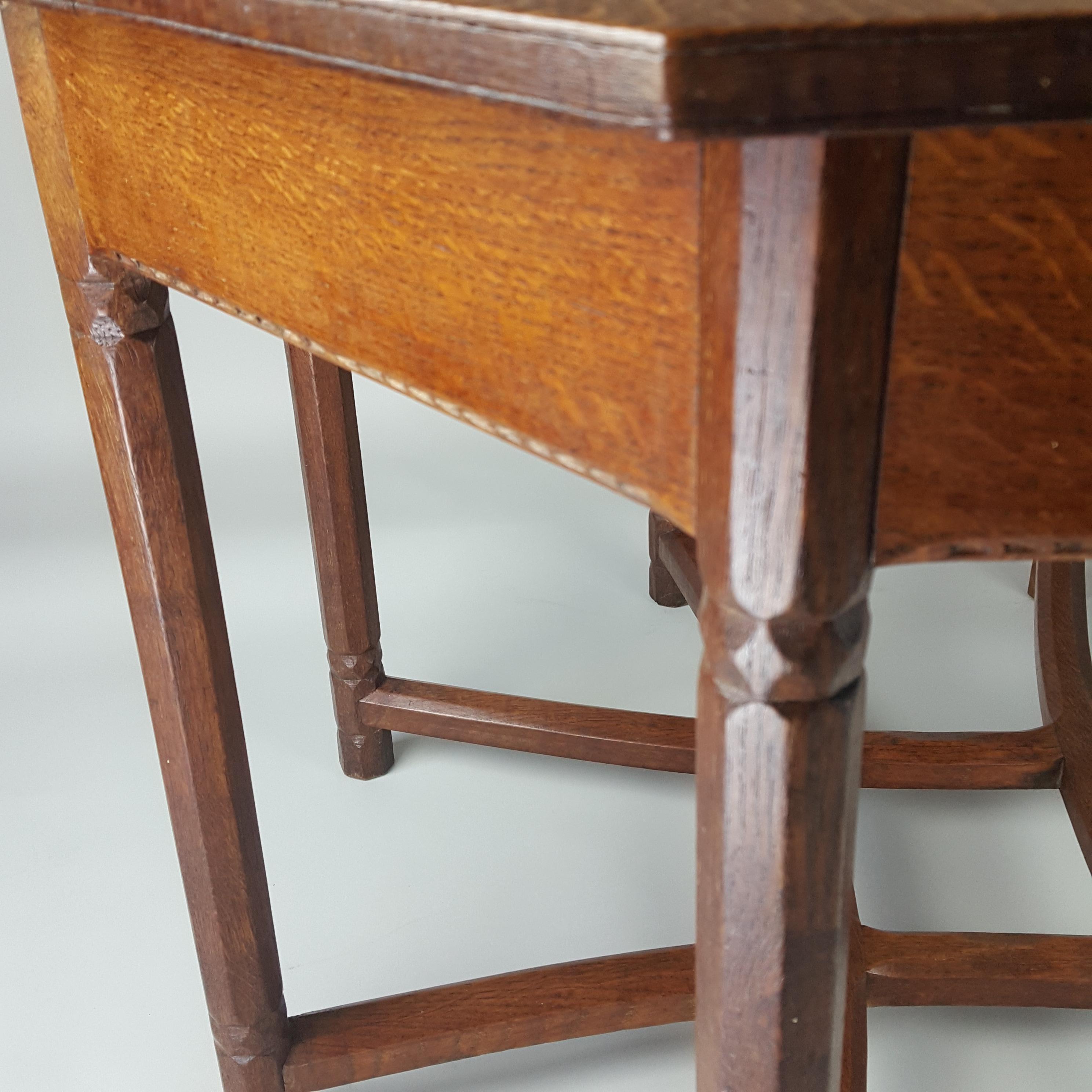 British Arts & Crafts Cotswolds School oak centre table Gimson Style 1920's For Sale