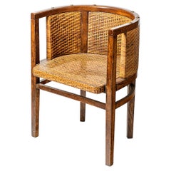 Arts & Crafts Design Chair by Wilhelm Schmidt 1901 Oak, Caning, Brass