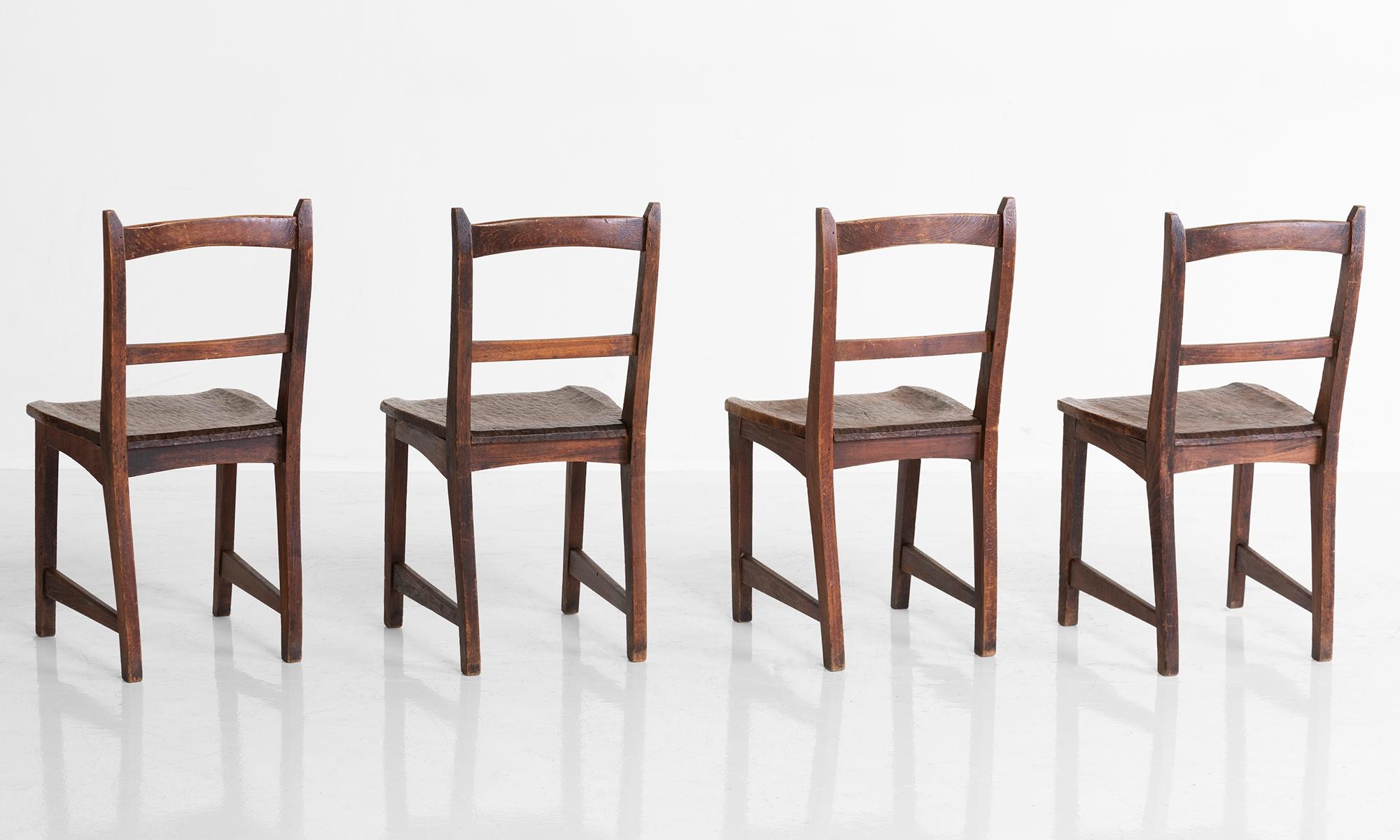 Made in Sycamore and beech with hand carved seats. Recovered from the Rudolf Steiner School in Northern England.