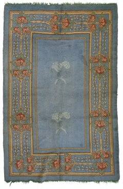 Arts & Crafts Donegal Light Blue Wool Rug Attributed to Gavin Morton, circa 1910
