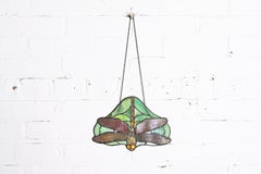 Arts & Crafts Dragonfly Stained Glass Lamp Screen Pendant After Tiffany Studios