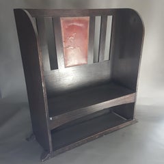 Arts & Crafts ebonised oak settle or bench