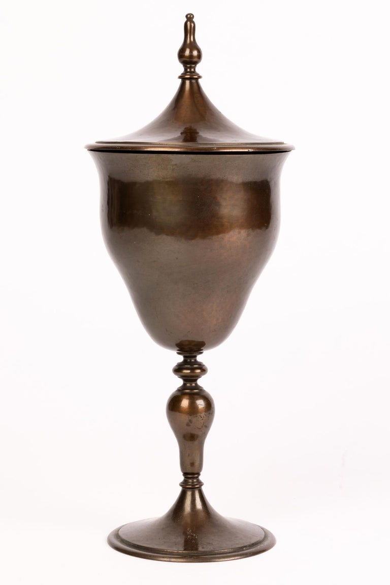 Arts and Crafts Edwardian Hand-Crafted Patinated Copper Lidded Communion  Chalice For Sale at 1stDibs