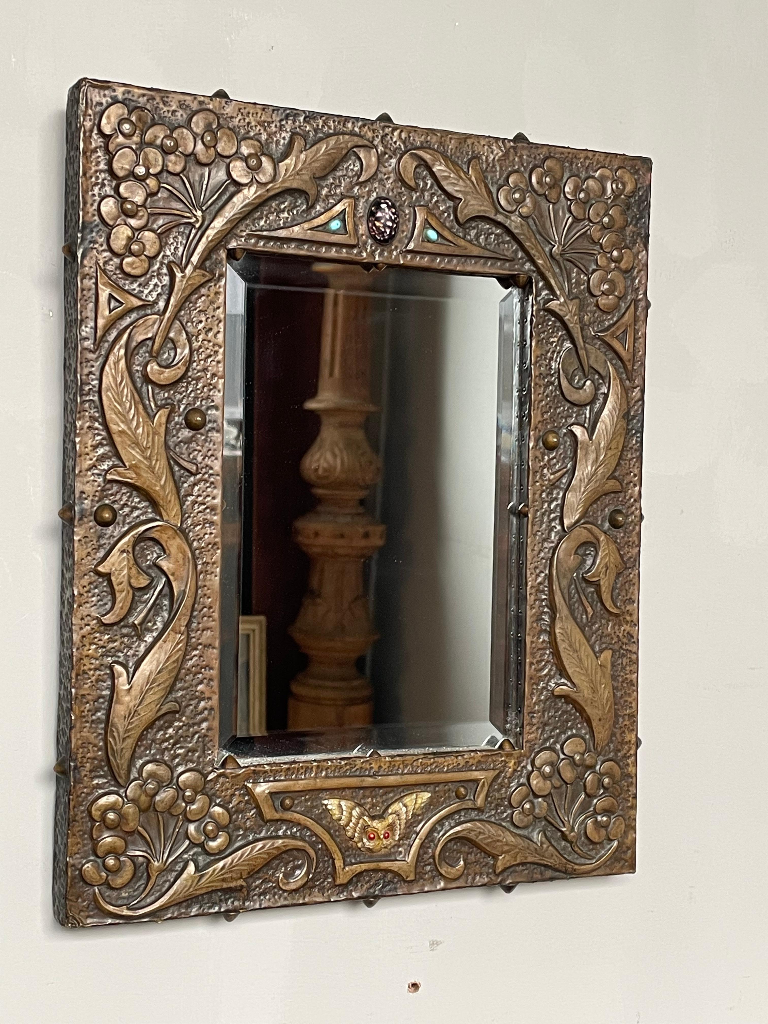 Stunning and one of a kind, work of art wall mirror.

This unique and truly marvelous work of art(s and crafts) is another one of our recent great finds. It is antiques like this that are a big part of why we are so grateful to be able to do what we