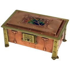 Arts 
Crafts Enamel, Copper and Brass Box, circa 1900