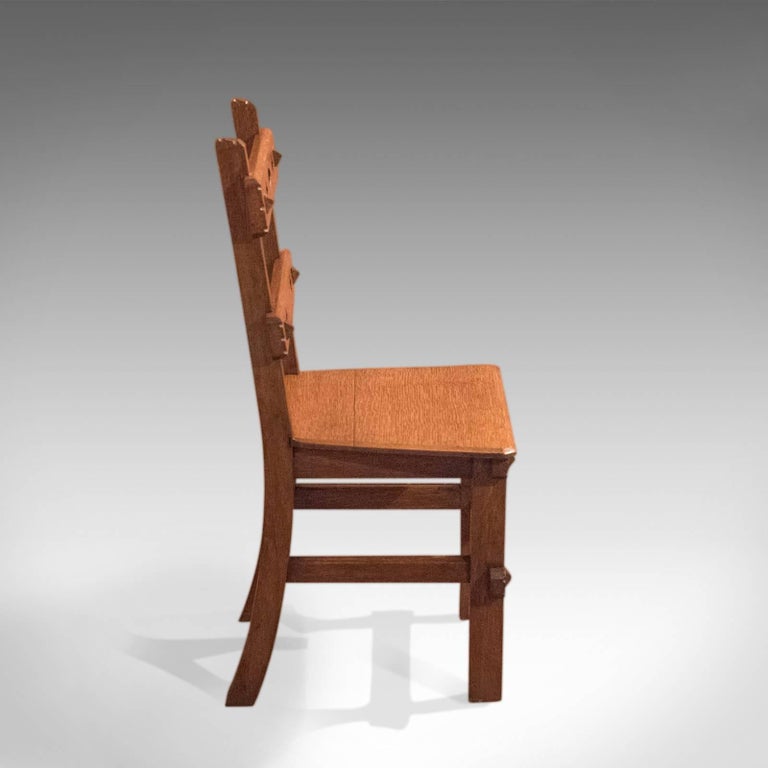 British Arts & Crafts English Oak Antique Chair, circa 1900