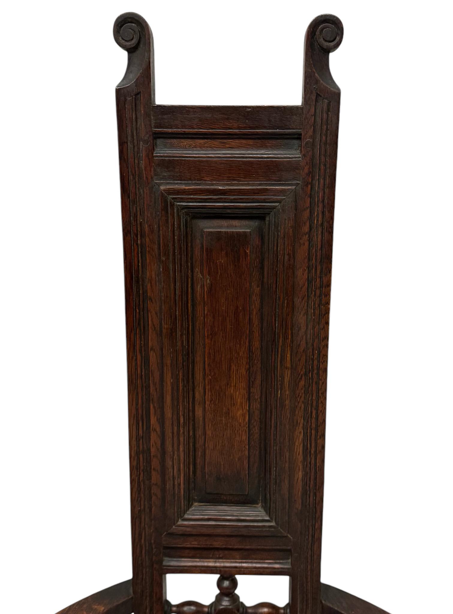 Arts & Crafts English Oak Armchairs, 1900s For Sale 2