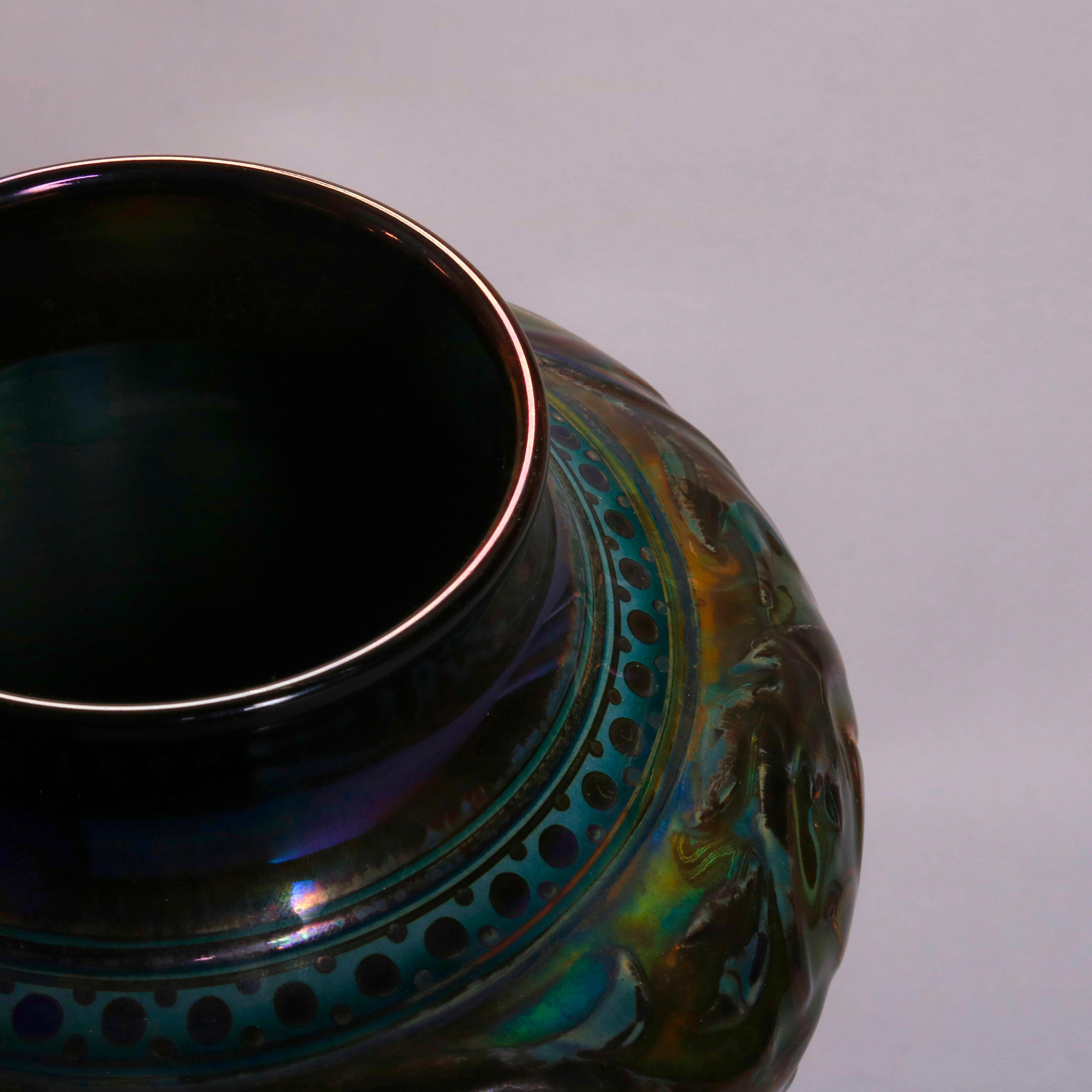 Arts & Crafts English Pilkington Art Pottery Green Embossed Vase, 20th Century 3
