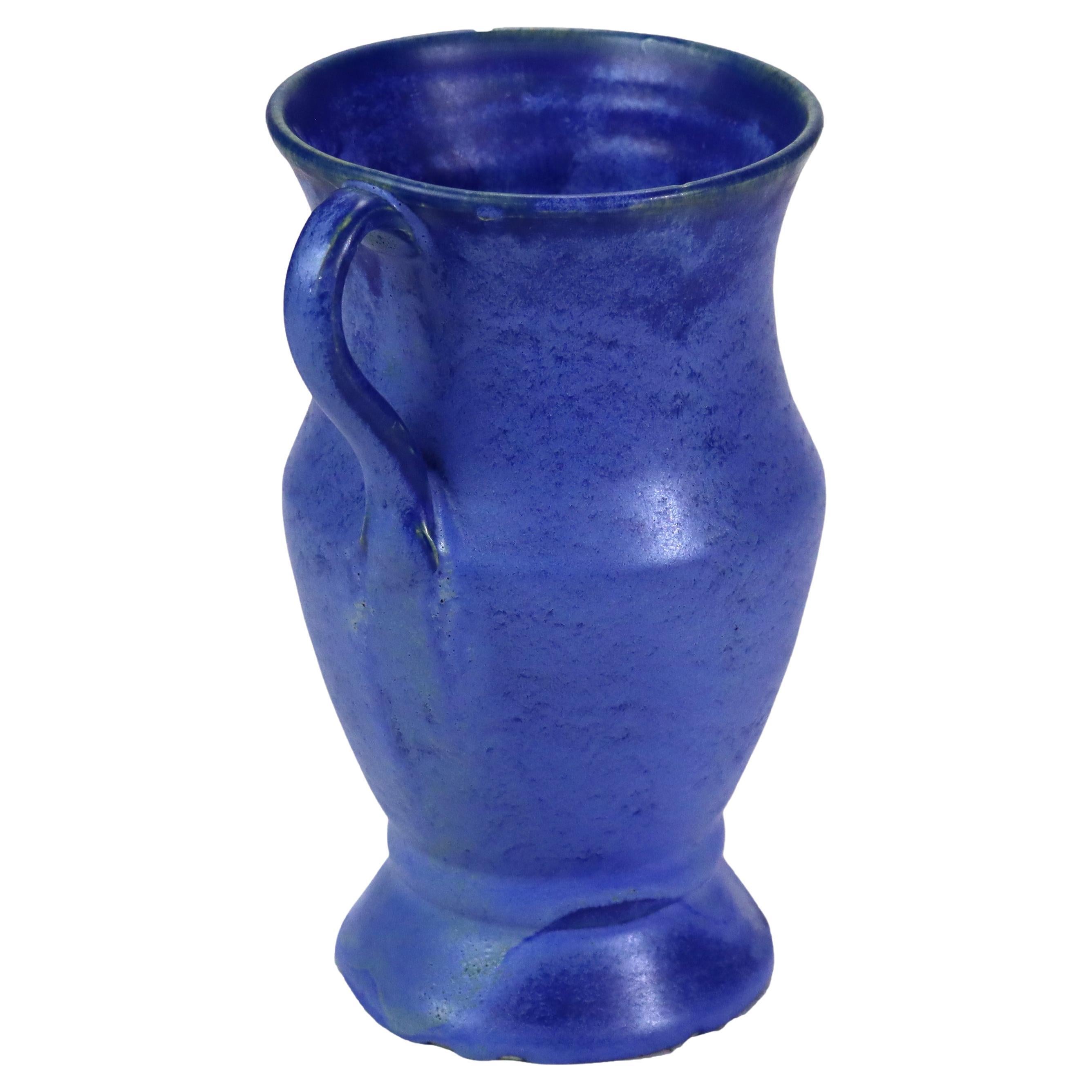 Jarrón de cerámica artística azul de la época Arts & Crafts Fulper C1925