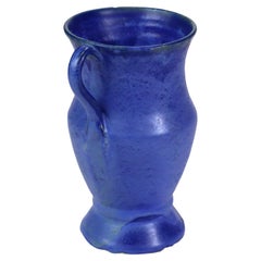Jarrón de cerámica artística azul de la época Arts & Crafts Fulper C1925