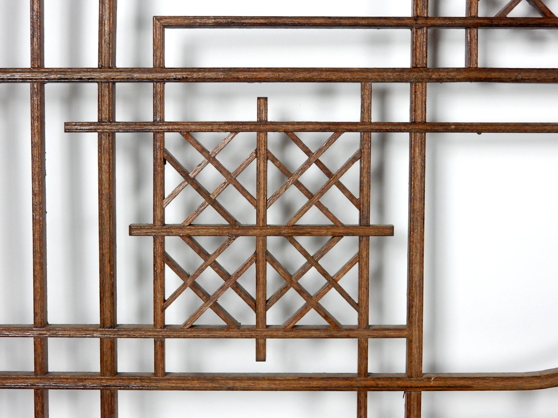 Arts and Crafts Arts & Crafts Era Geometric Wood Inlay Window Panel Screen Frank Lloyd Wright For Sale