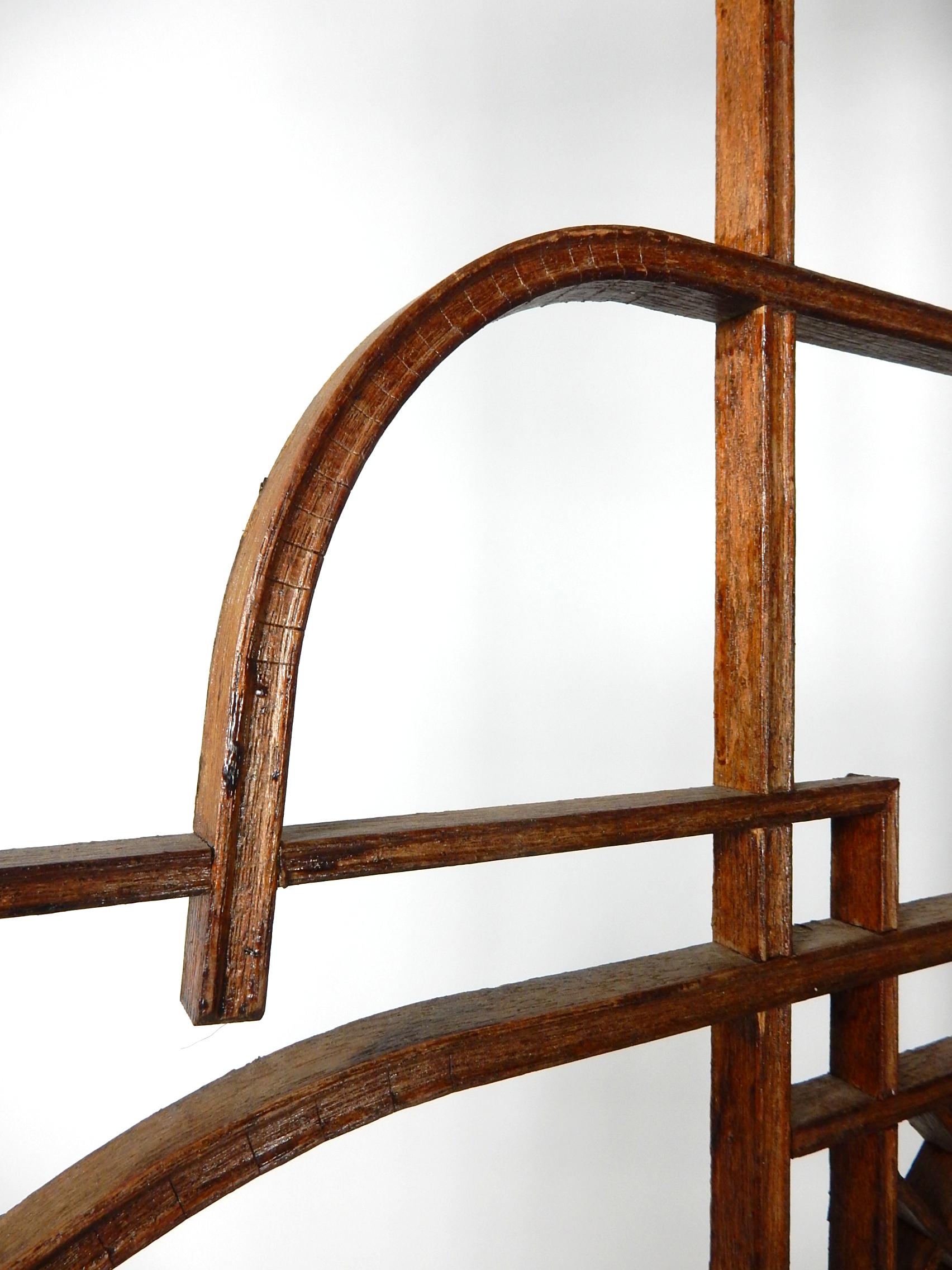 Hand-Crafted Arts & Crafts Era Geometric Wood Inlay Window Panel Screen Frank Lloyd Wright For Sale