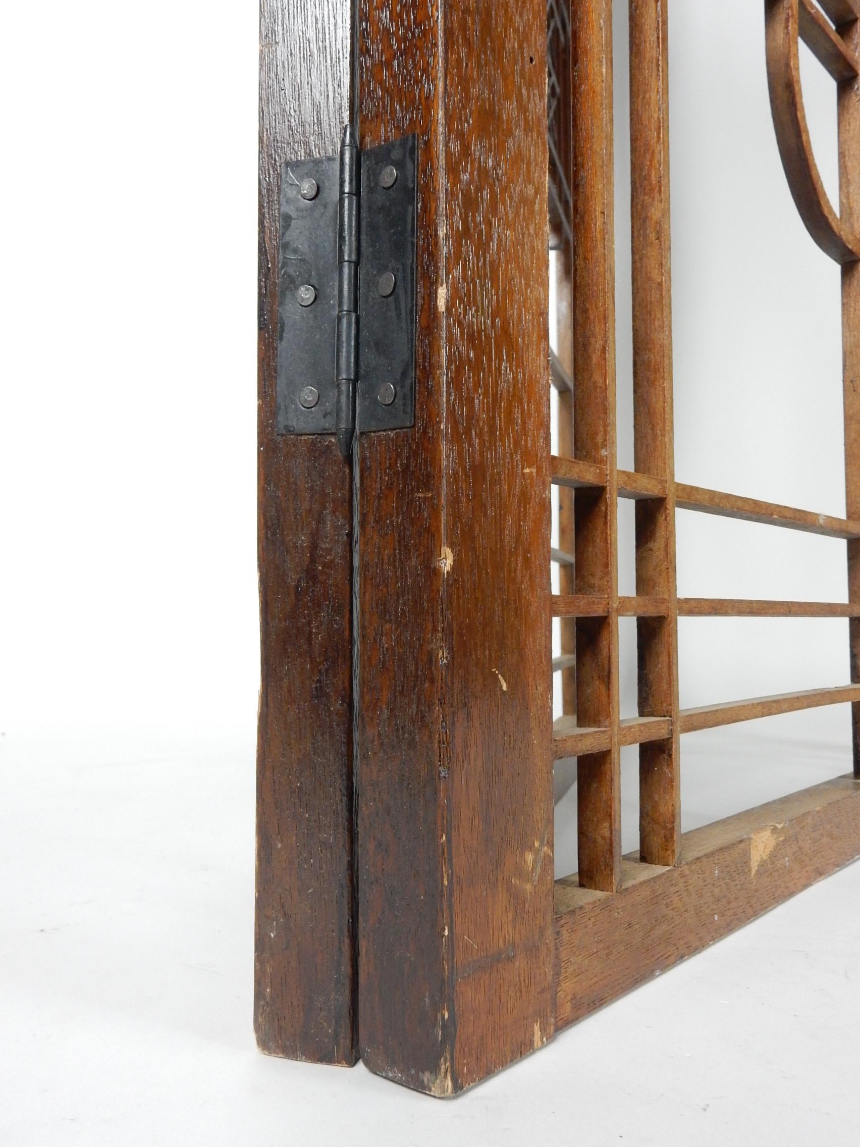 Arts & Crafts Era Geometric Wood Inlay Window Panel Screen Frank Lloyd Wright For Sale 1