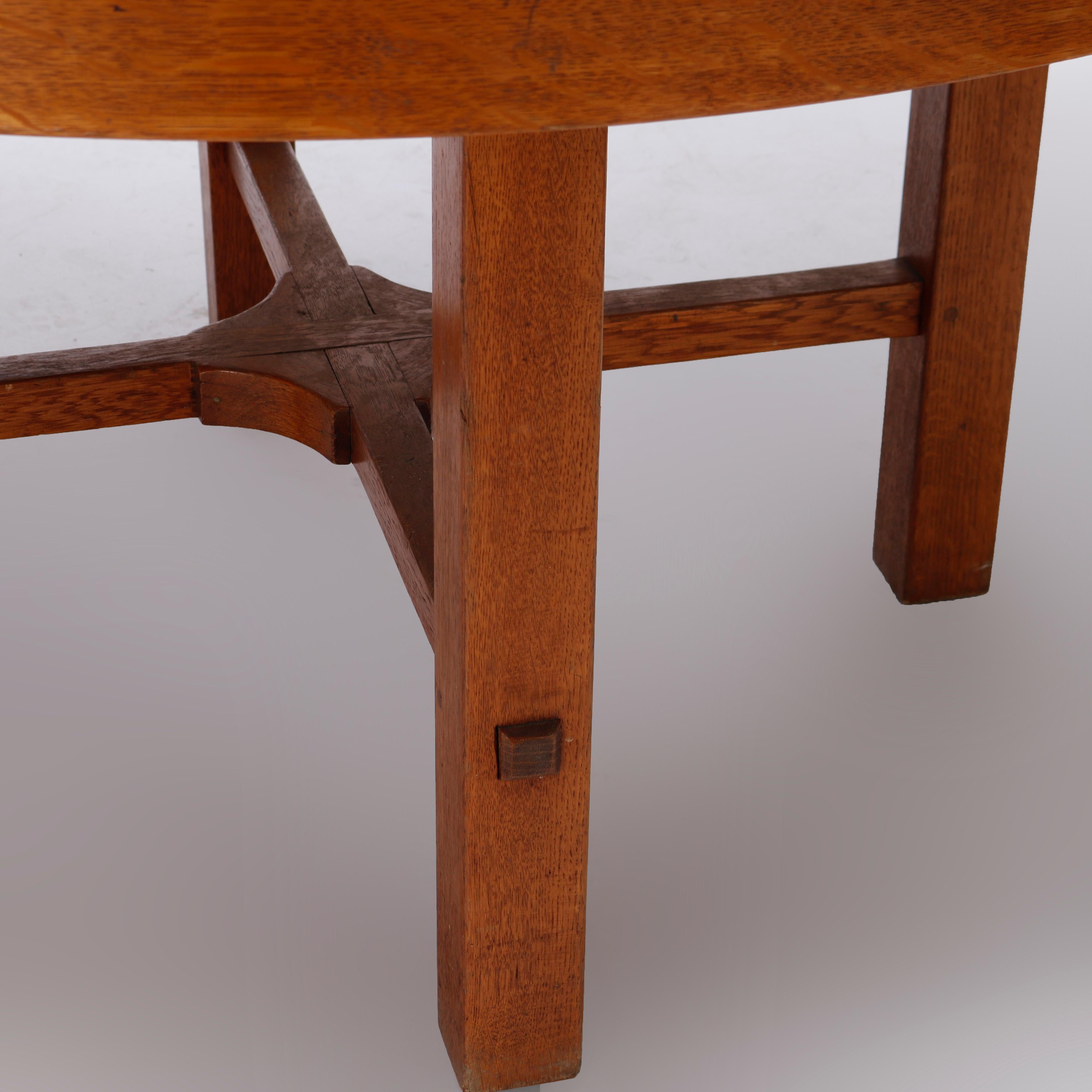 Arts & Crafts Extension Oak Dining Table, Work of L&JG Stickley, c1950 11