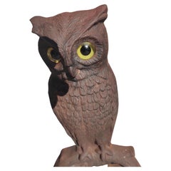 Arts & Crafts Figural Owl Andirons C1920 by Howe Boston