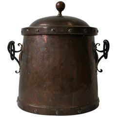 English Copper & Bronze Arts & Crafts Fireplace Log or Chimney Pot, 19th Century