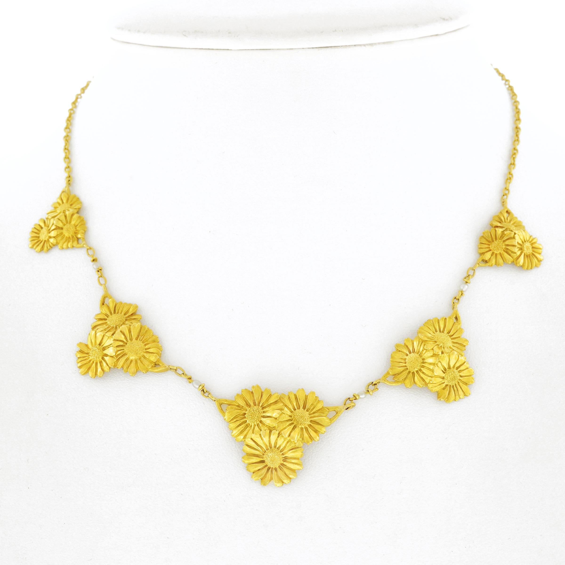 Arts & Crafts Floral Motif Gold Necklace 3