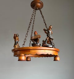 Arts & Crafts Folk Art Chandelier w Music Making & Dancing Sculptures, Great Fun
