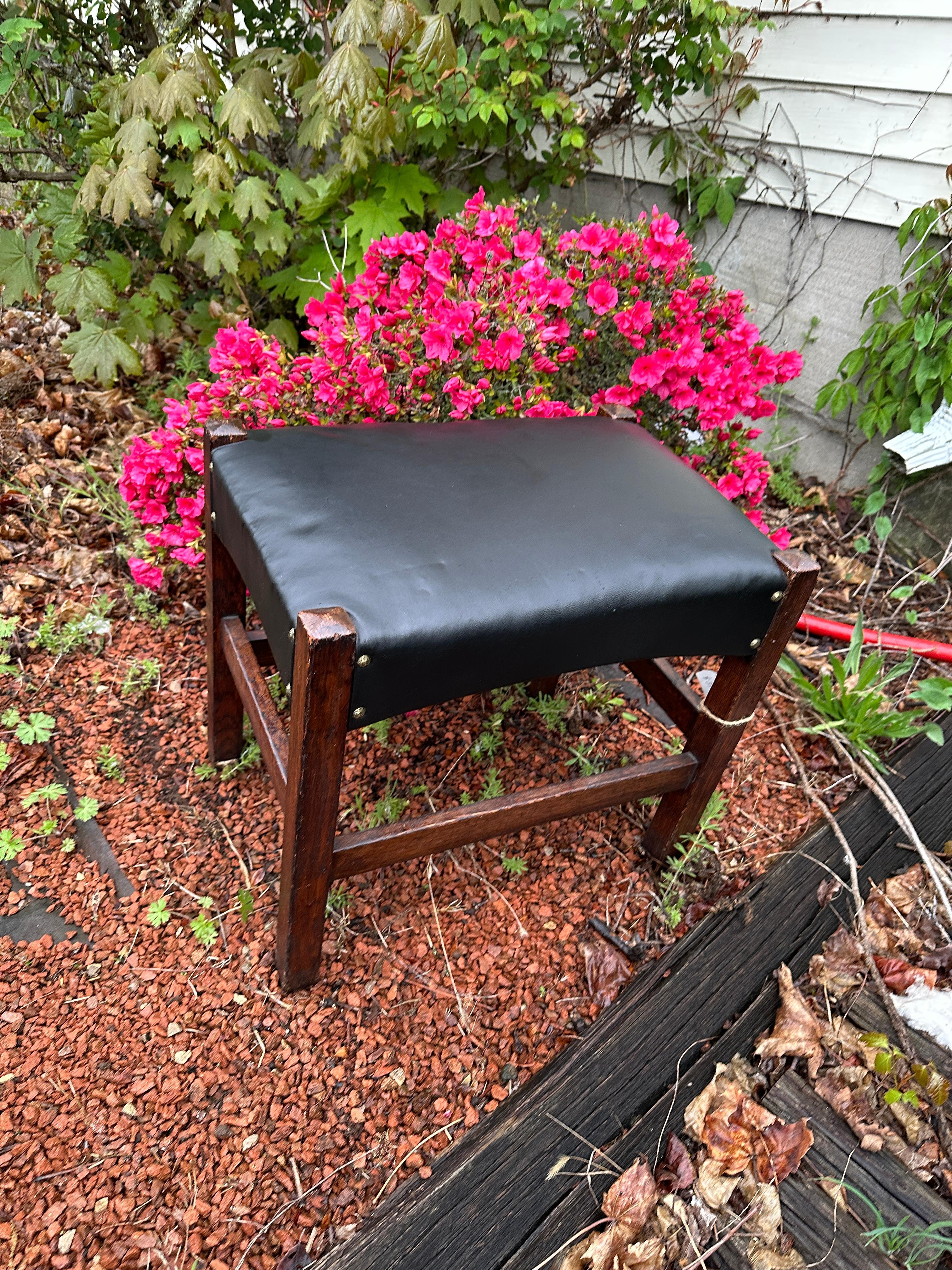 Arts & Crafts Footstool by J.M. Young - W7172 stickley era. For Sale 6