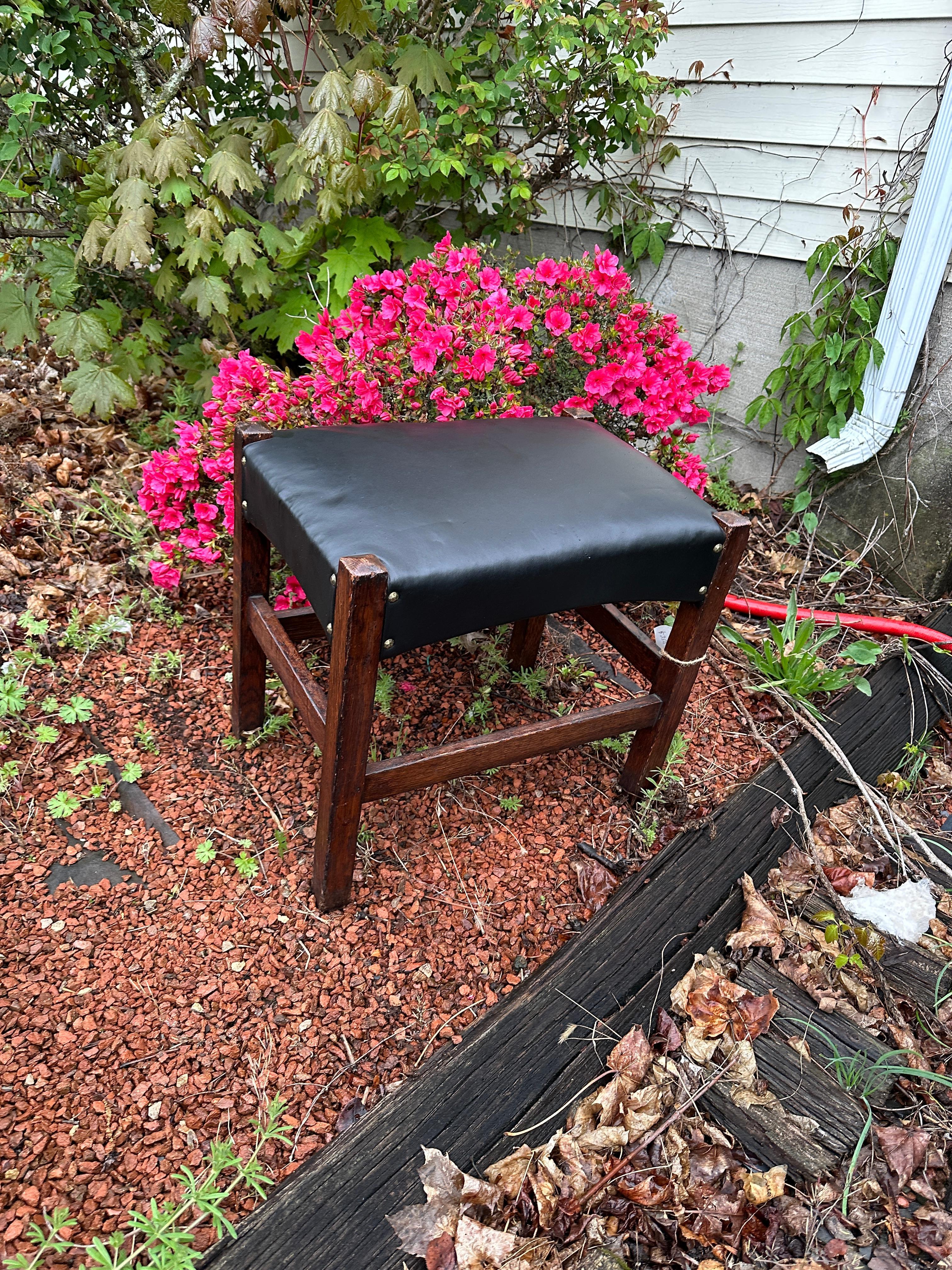20th Century Arts & Crafts Footstool by J.M. Young - W7172 stickley era. For Sale