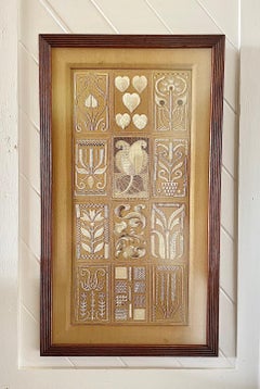 Gerahmte Arts and Crafts-Stickerei-Tafel mit Stickereien, Lewis F Day zugeschrieben