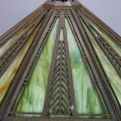 Arts & Crafts Frank Lloyd Wright School Bradley & Hubbard Slag Glass Lamp
