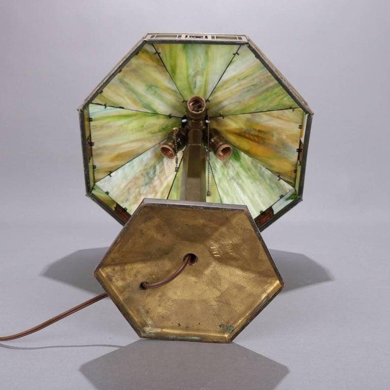 Arts and Crafts Frank Lloyd Wright School Bradley and Hubbard Slag