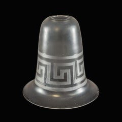 Arts & Crafts Frosted Glass Shade with Greek Key Motif & Flared Rim
