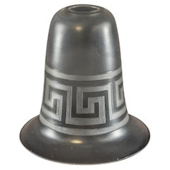 Arts & Crafts Frosted Glass Shade with Greek Key Motif & Flared Rim