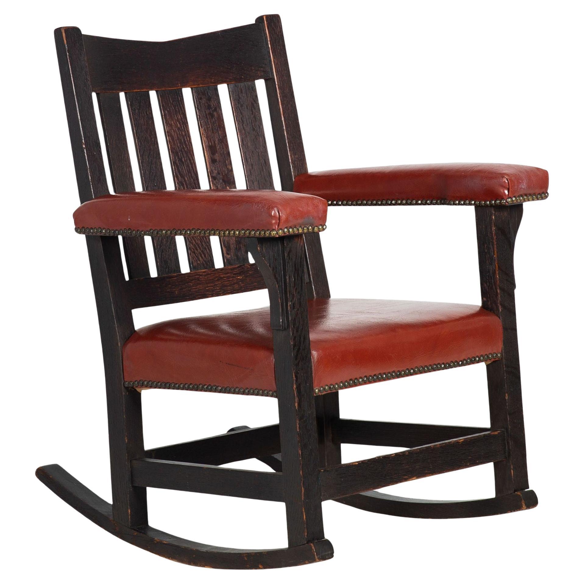 Arts & Crafts Fumed Oak Rocking Chair by Gustave Stickley, no. 311 1/2