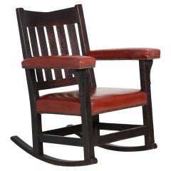 Arts & Crafts Fumed Oak Rocking Chair by Gustave Stickley, no. 311 1/2