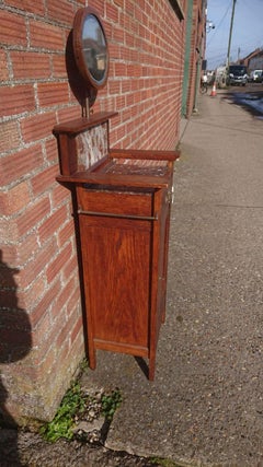 Arts & Crafts Gentleman's Oak Wash or Shaving Stand with Purple Marble