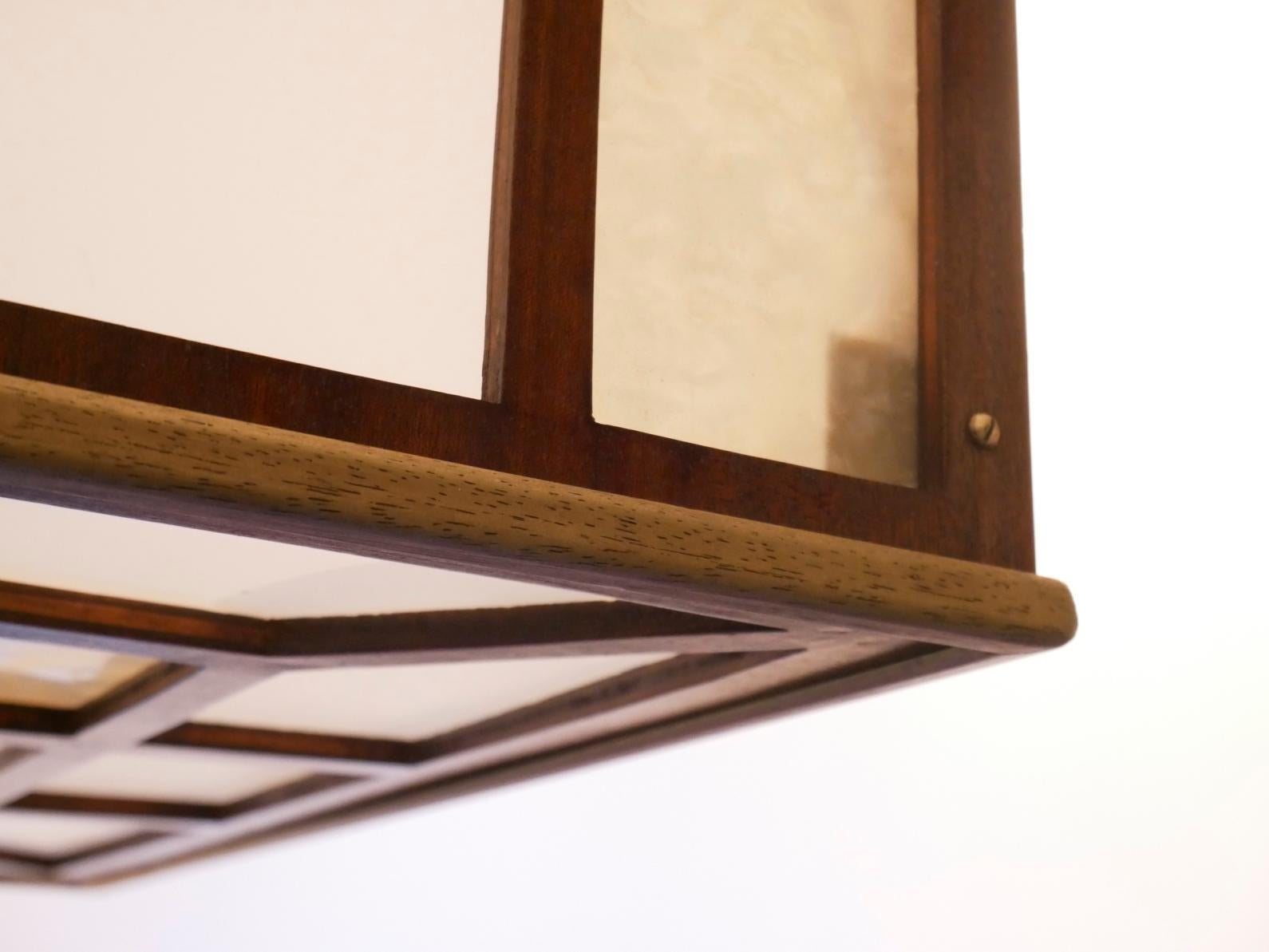 Arts & Crafts Geometrical Wood Pendant Lamp im Zustand „Gut“ im Angebot in Brussels, Ixelles