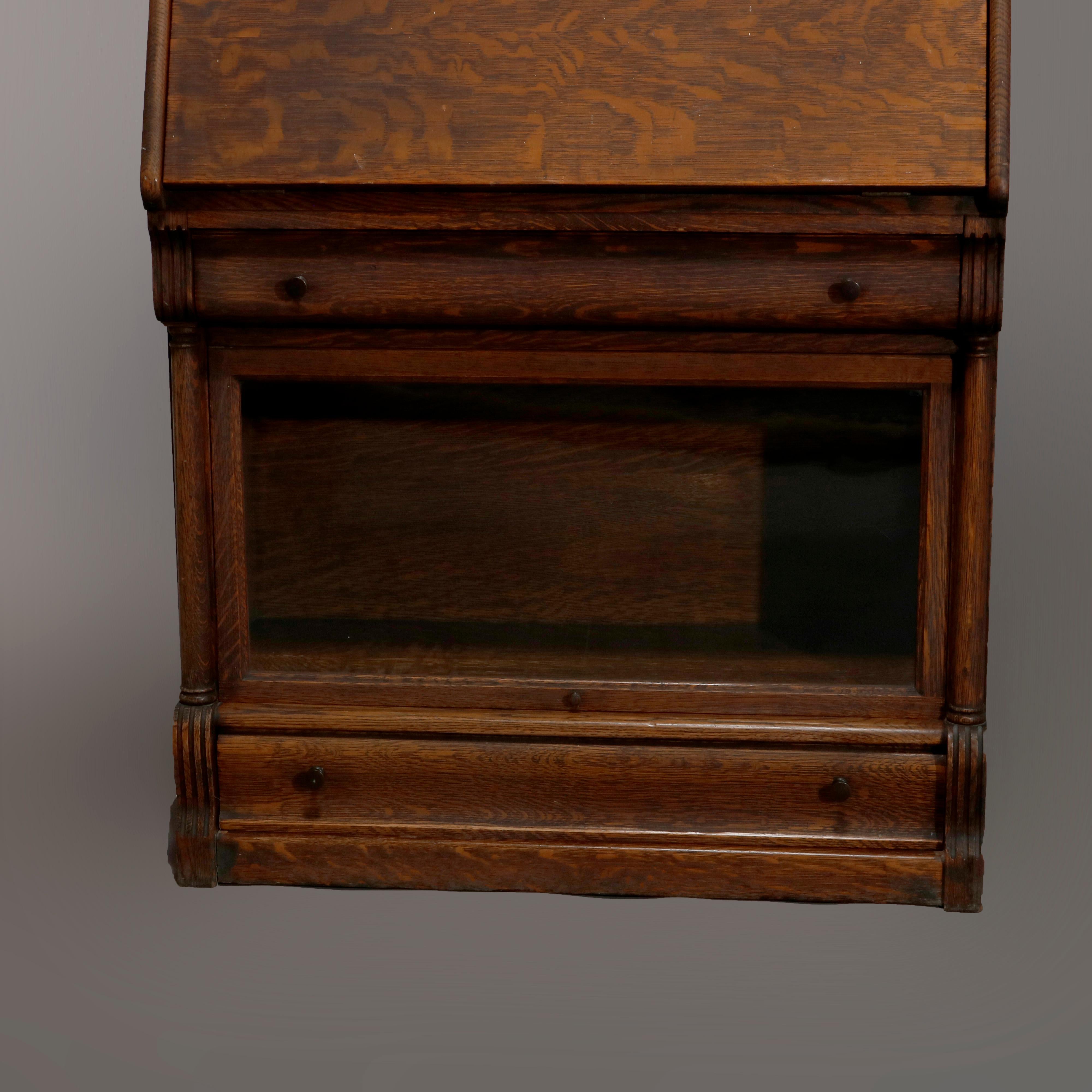Arts & Crafts Globe Wernicke Barrister Bookcase Slant Front Secretary circa 1910 10